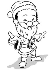 Drawing of a Smiling Santa Claus Pointing his Finger