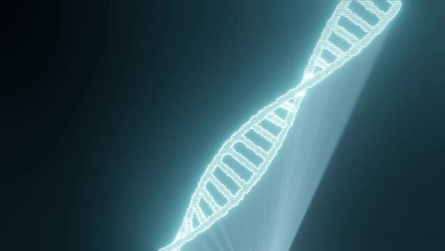 Hologram projection of DNA double helix 3D animation rotating slowly