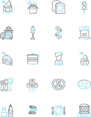 Cuisine linear icons set. Delicacy, Gourmet, Spicy, Aromatic, Savory, Flavorful, Authentic line vector and concept signs. Exotic,Organic,Homemade outline illustrations