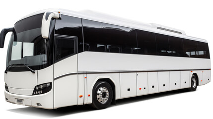 Isolated Comfortable Passenger White Bus On White Background, Generative Ai