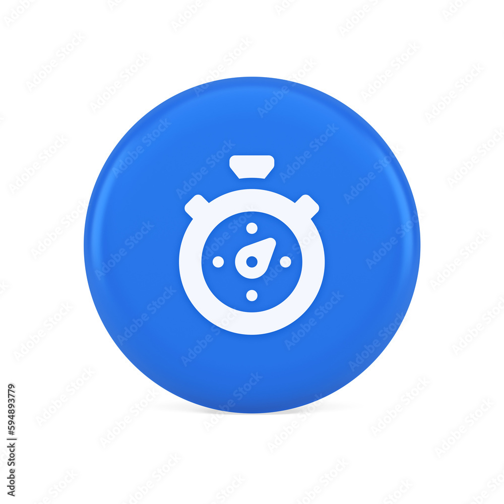 Poster stopwatch button timer speed time counting application panel interface 3d realistic icon