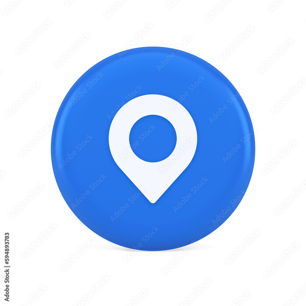 Poster gps map pin location service button application direction distance pointer 3d realistic icon