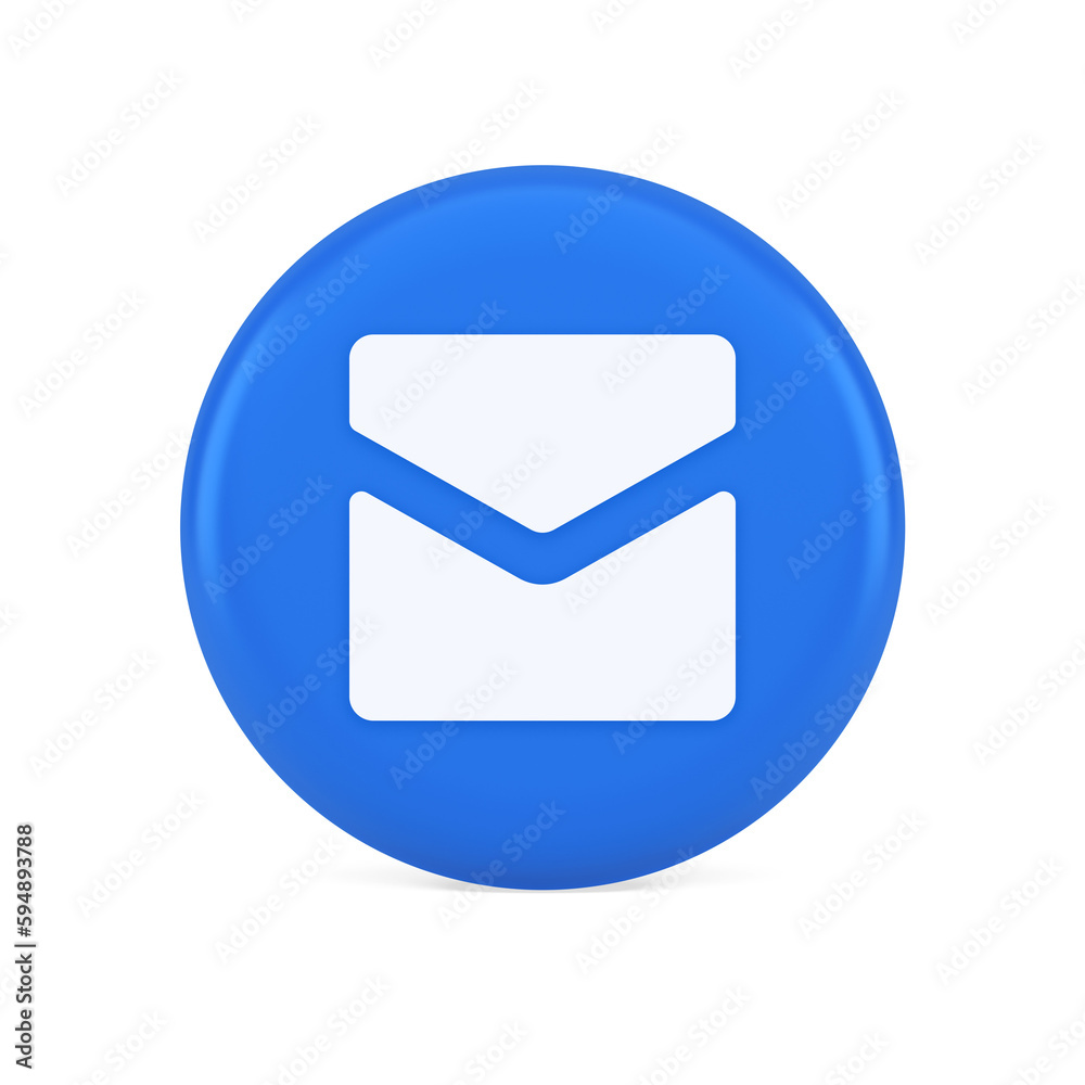 Poster email letter incoming message closed envelope mobile application button 3d realistic icon