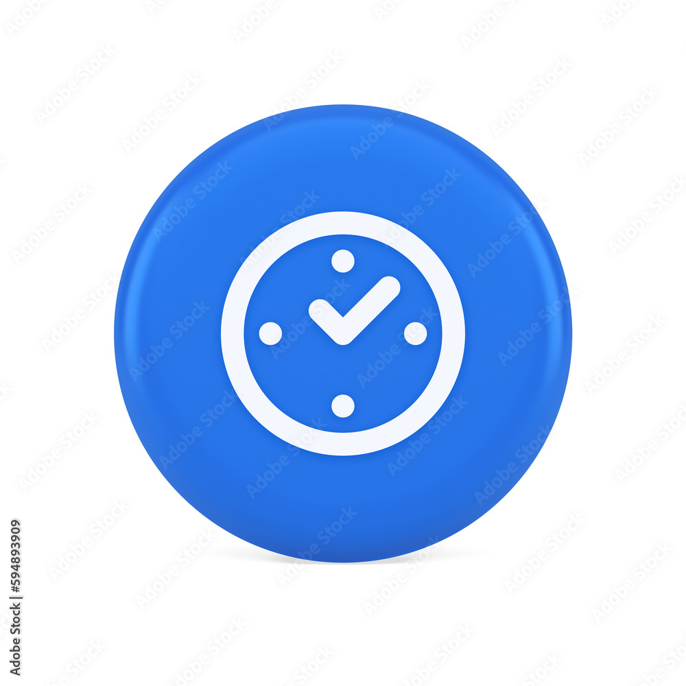 Poster watch time control button alarm clock deadline checking web app design 3d realistic icon