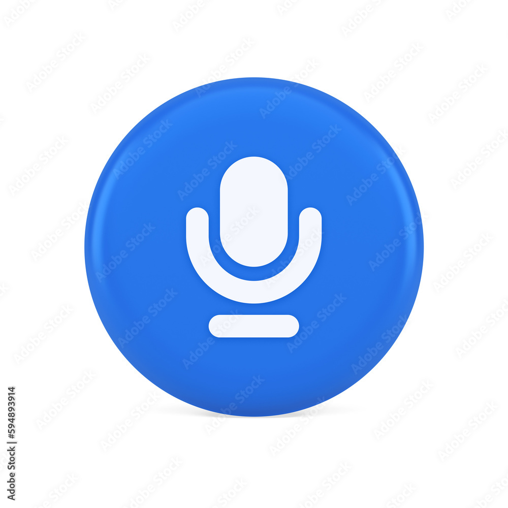 Poster microphone sound live recording button web app design radio music broadcasting 3d icon