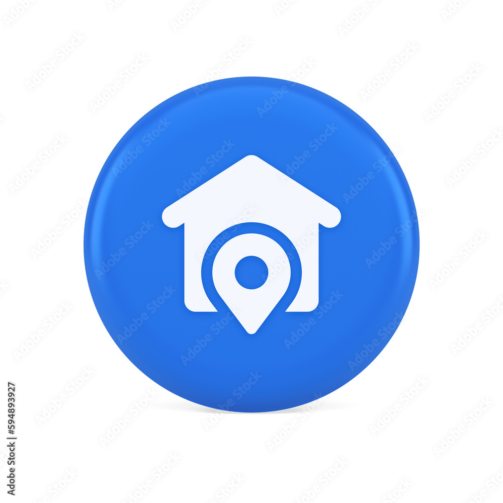 Poster house location gps route button distance navigation map pin pointer address direction 3d icon