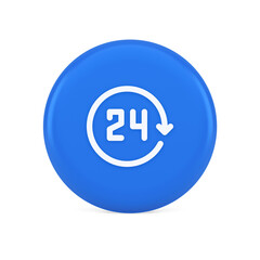 24 hours circle arrow button always available assistance service 3d realistic icon