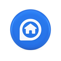 House in map pin GPS location distance searching button real estate agency app 3d icon