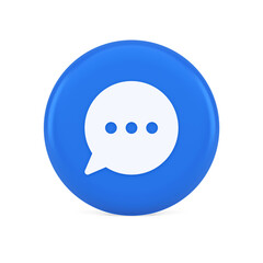 Think bubble chat button online dialogue social network communication 3d realistic icon