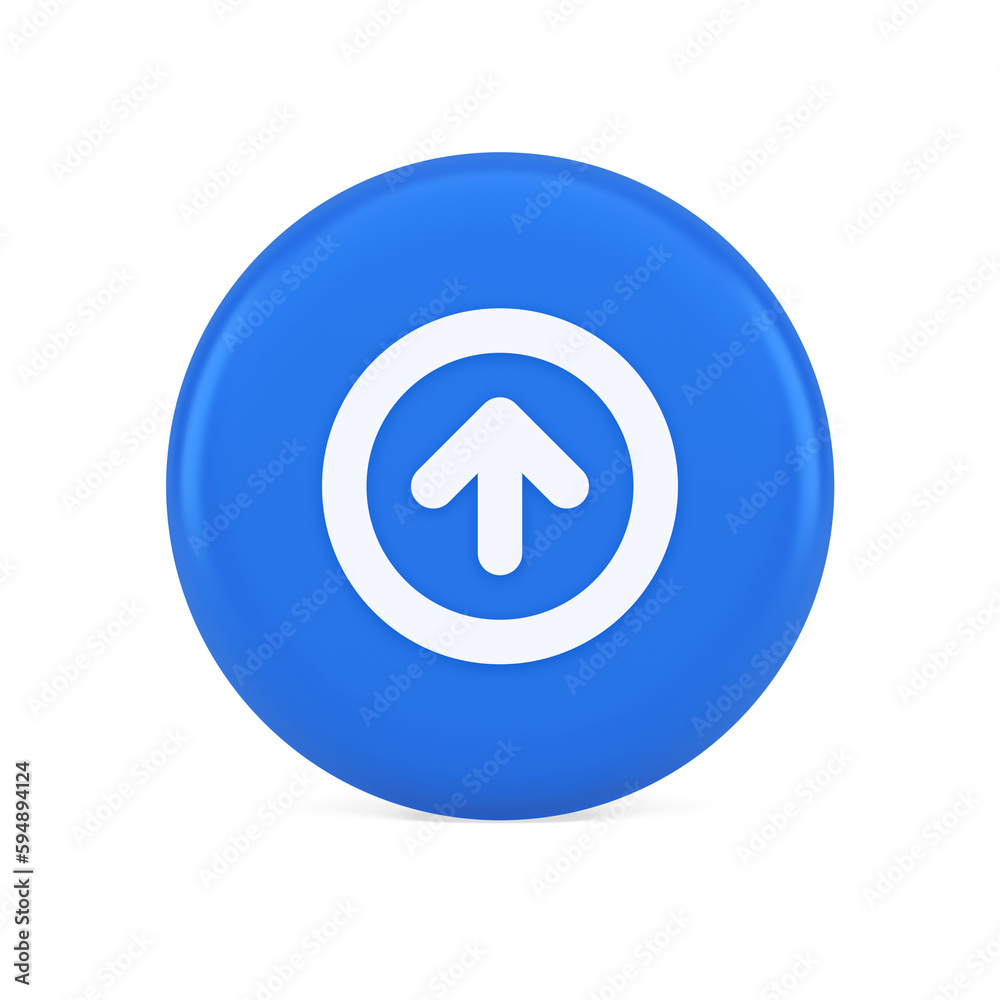 Poster up arrow round border button cyberspace navigation pointer 3d realistic icon
