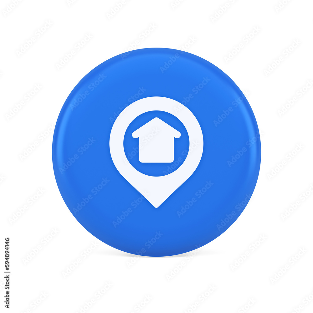 Poster urban building location find button house map pin web application 3d realistic icon