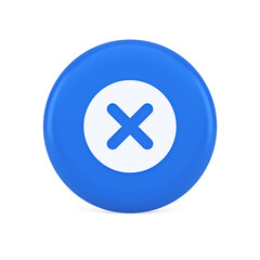 Obraz premium Cross button cancel reject decline negative forbidden fail 3d realistic icon