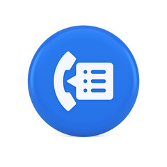 Phonebook handset important contact list info button phone call communication 3d icon