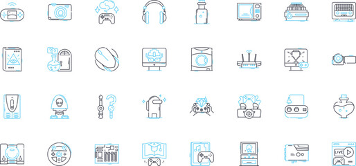 Color palettes linear icons set. Harmony, Contrast, Vibrant, Earthy, Bold, Subtle, Monochromatic line vector and concept signs. Pastel,Neutrals,Muted outline illustrations