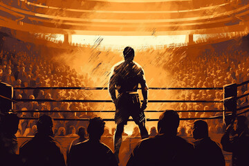 A boxer delivering a powerful punch in the ring. generative AI