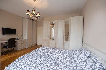 Bedroom interior with master bed in rental apartment