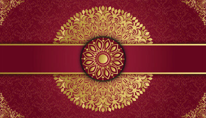 Arabesque style decorative golden mandala background. Ornamental floral loyal frame, greeting and invitation card. Decoration, Decorative, Ornament, Ornamental, India, Indian, © nhjenny