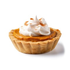 Pumpkin Pie Isolated on White. Generative AI