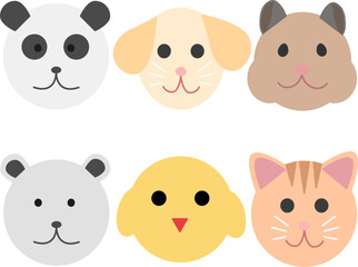 Cute animal including panda, dog, hamster, polar bear, chick, and cat