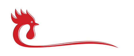 The symbol of a stylized red rooster.  © designer_an