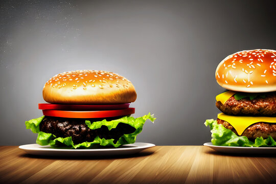 two burgers, generated by artificial intelligence