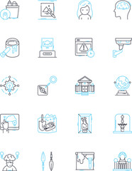 Collection linear icons set. Assortment, Array, Selection, Compilation, Set, Grouping, Trove line vector and concept signs. Collage,Conglomeration,Bundle outline illustrations