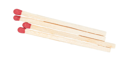 Set of new unlit matchsticks isolated on transparent background
