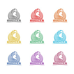 Rooster logo icon isolated on white background. Set icons colorful