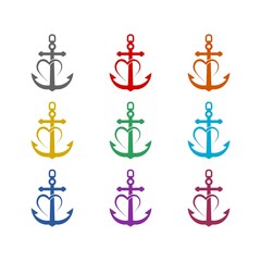 Love anchor logo  icon isolated on white background. Set icons colorful © sljubisa