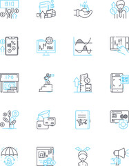 Holding firm linear icons set. Diversified, Investments, Portfolio, Acquisitions, Growth, Stability, Asset management line vector and concept signs. Stockholder,Holding company,Consolidation outline