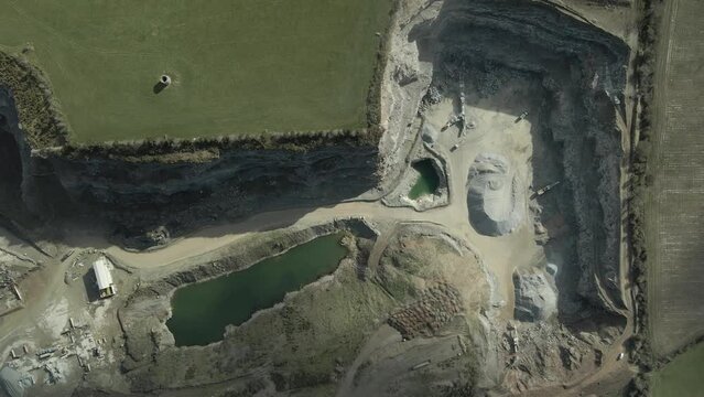 Overhead View Of Aggregate Supplier Quarry Site In Rathcoole, Dublin, Ireland. - aerial