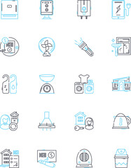 Boarding industry linear icons set. Lodging, Vacation, Travel, Room, Stay, Hospitality, Accommodation line vector and concept signs. Guesthouse,Retreat,Hostel outline illustrations