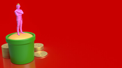 Obraz premium pink figure business man and coins 3d rendering
