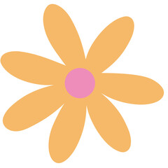 Illustration of pastel orange flower for spring and summer, floral print, sticker, plants, tree, picnic, nature, garden, decorations, backyard, cute patches, shirt print, plush toy, logo, icon