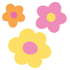 Illustration of pastel flowers for spring and summer, floral print, sticker, plants, tree, picnic, nature, garden, decorations, backyard, cute patches, shirt print, plush toy, logo, icon, png