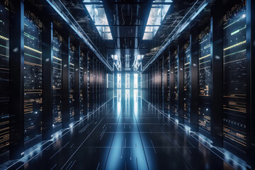 Create a futuristic design with Data Center Cyber Neon clipart. Ideal for emphasizing security and information in network and server projects.