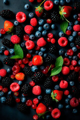 Lots of Fresh Blueberries Raspberries Strawberries Goose 