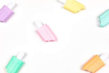 closeup of popsicles isolated on white icecream