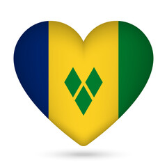 Fototapeta premium Saint Vincent and the Grenadines flag in heart shape. Vector illustration.