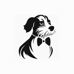Silhouette of a dog. Vector. Drawing of a dog's muzzle on a white background. Linear silhouette of the animal. Used for advertising, printing, web design, grooming salon, veterinary clinic