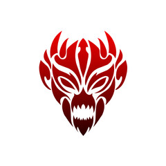 Fototapeta premium illustration vector graphic of tribal art face demon red for tattoo