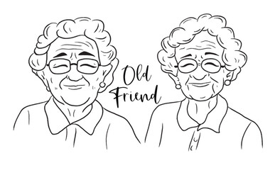 Sketch old friendship vector