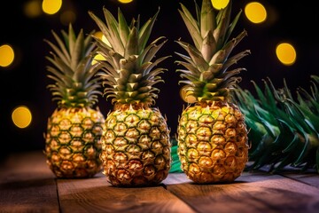 pineapple on a wooden table, generative ai