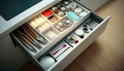 a nice kitchen/drawer/cupboard with cool storage solutions