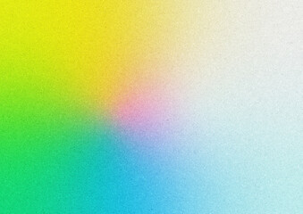 質感のあるシャボン玉のようなノイズ入り虹色グラデーション背景。Iridescent gradient background with textured soap bubble noise.