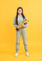 Fototapeta premium teen champion girl in studio. teen champion girl on background. photo of teen champion girl