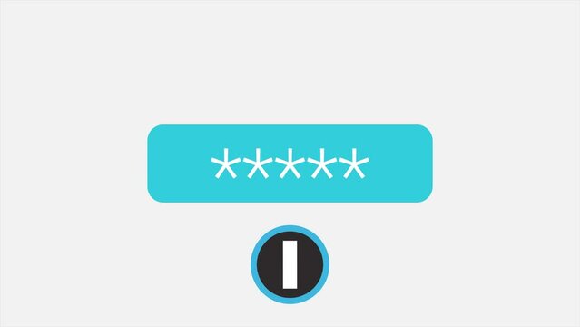 Animation of the password authentification. Digital security, protection concept. Modern, flat style design.