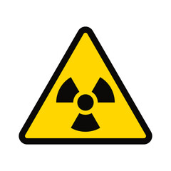 Fototapeta premium Yellow warning hazard symbol - radiation hazard sign, yellow triangle - attention, radiation hazard.