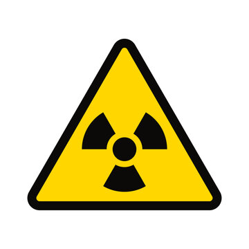 Yellow warning hazard symbol - radiation hazard sign, yellow triangle - attention, radiation hazard.