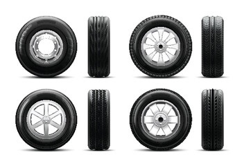 Obraz na płótnie Canvas Wheel Tire Realistic Set